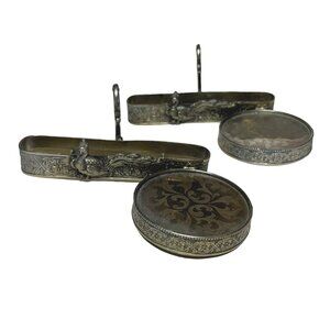 Vintage Ardalt Japan Peacock Golden Patina Teacup & Saucer Display Holder